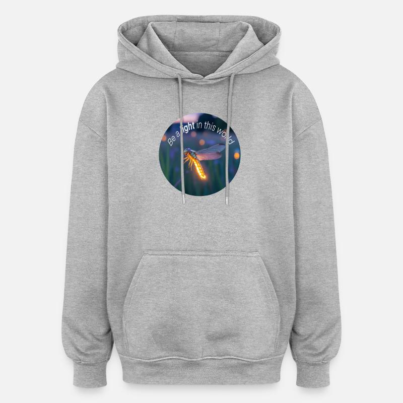 Luciole lumineuse avec un message positif - Sweat à capuche oversize unisexe - gris chiné
