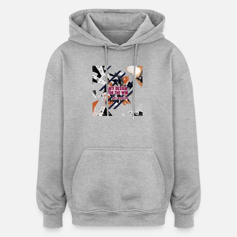 Anti-Design_for_the_Win_Collage - Sweat à capuche oversize unisexe - gris chiné