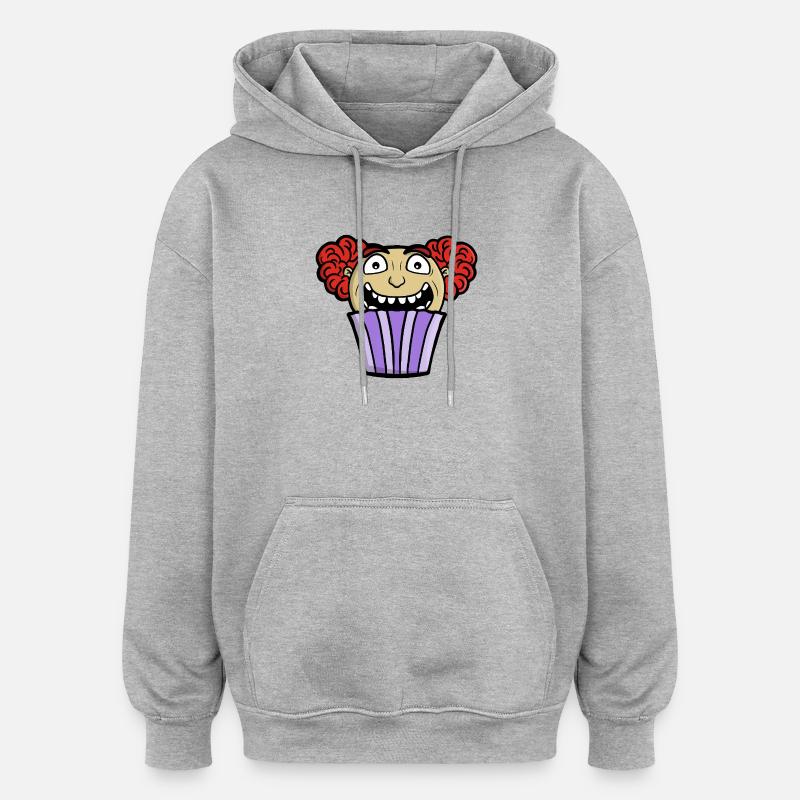 Clown cupcake effrayant - Sweat à capuche oversize unisexe - gris chiné