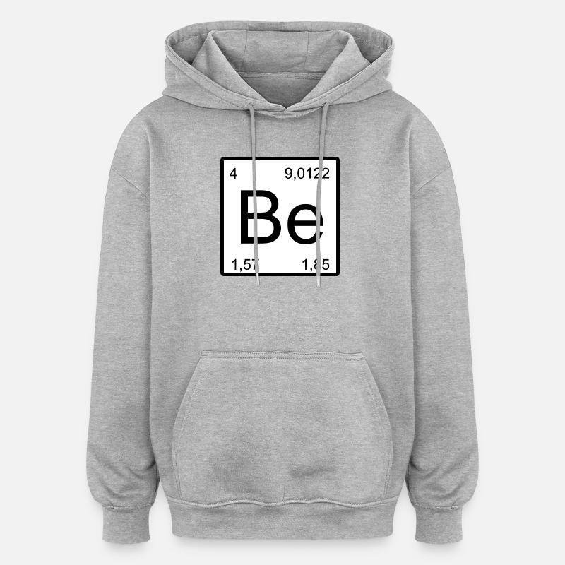 Be Element Stil: Periodensystem Muster Beryllium - Oversized Unisex Hoodie - Grau meliert