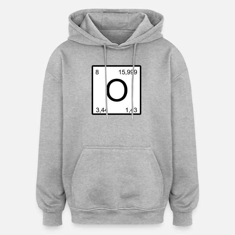 O Sauerstoff Zeichen im Minimalstil nerd - Oversized Unisex Hoodie - Grau meliert