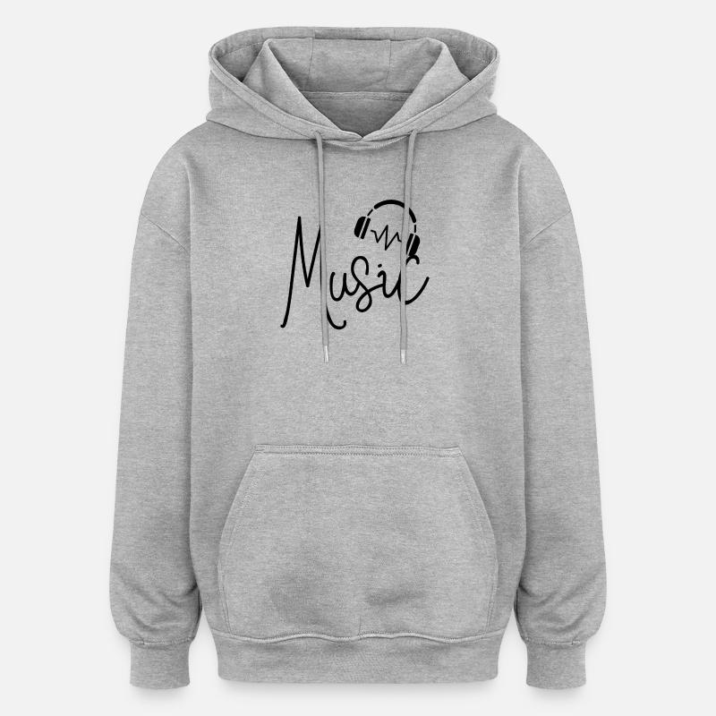 Musique - Sweat à capuche oversize unisexe - gris chiné