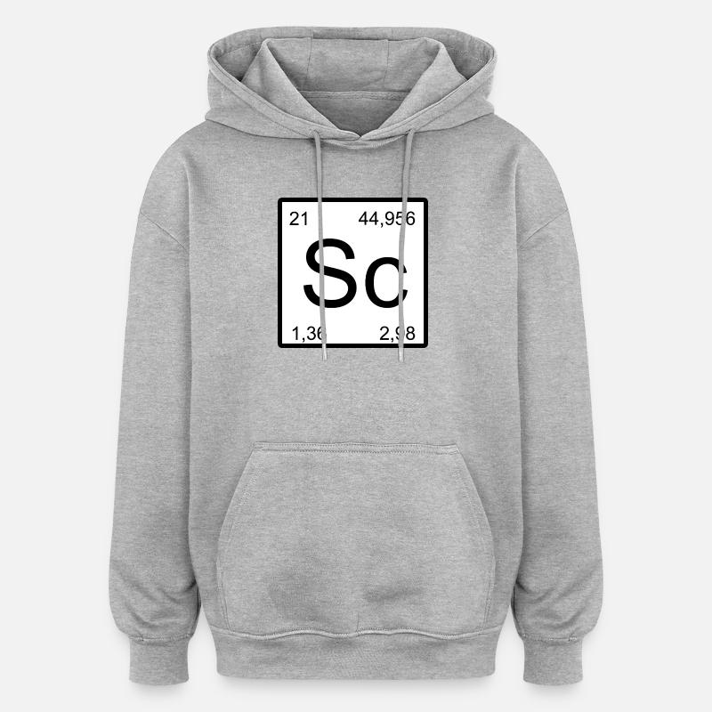 Scandium Sc Tableau périodique Minimalisme - Sweat à capuche oversize unisexe - gris chiné
