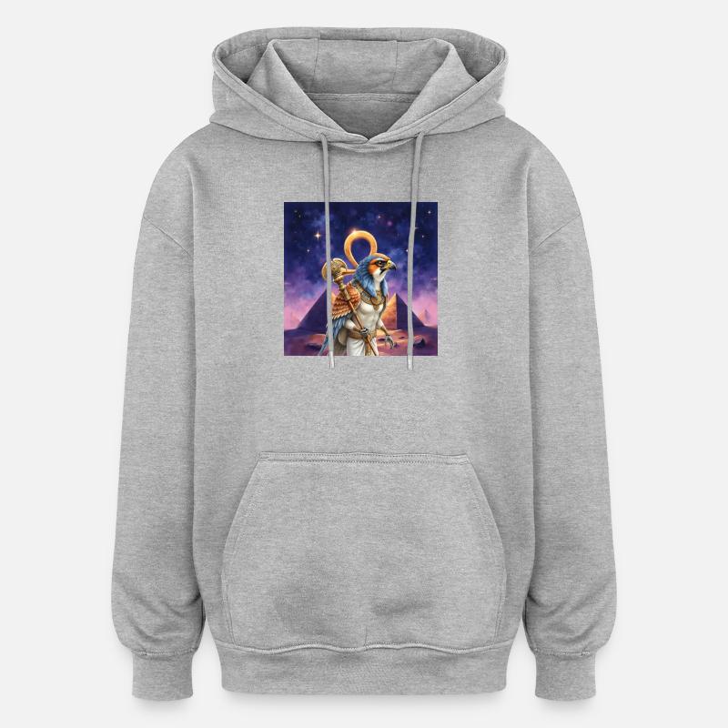 Pharaon Guerrier Oiseau - Sweat à capuche oversize unisexe - gris chiné