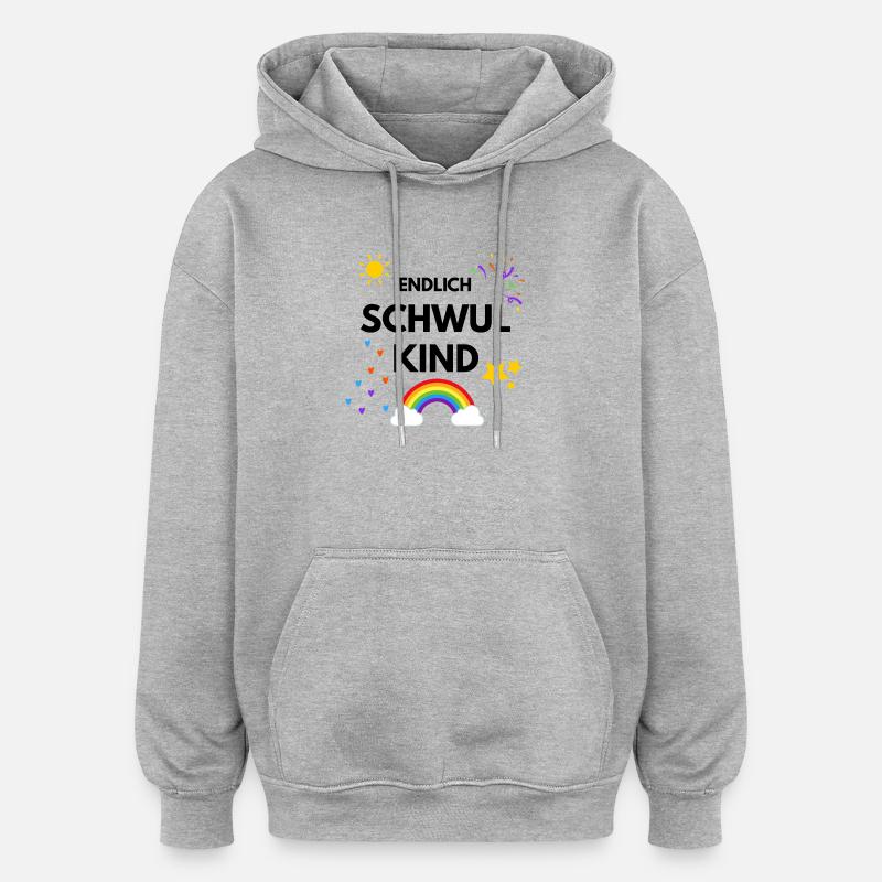 Endlich Schwul Kind - Oversized Unisex Hoodie - Grau meliert