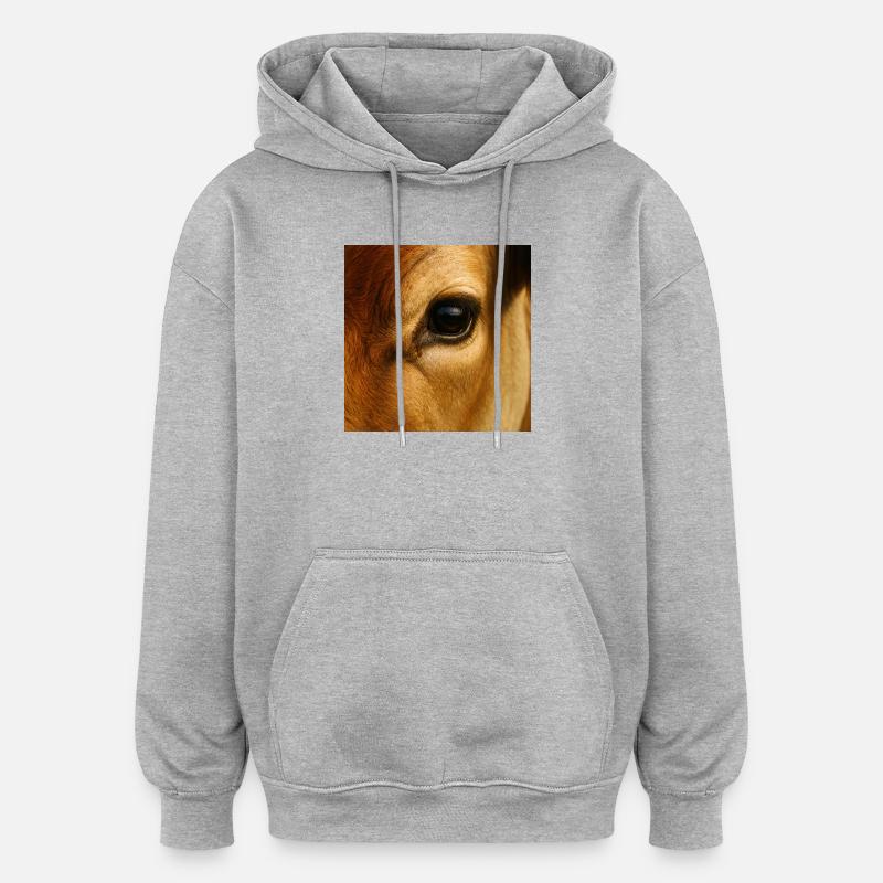 Animal - Vache, Gros Plan Sur L’œil - Sweat à capuche oversize unisexe - gris chiné