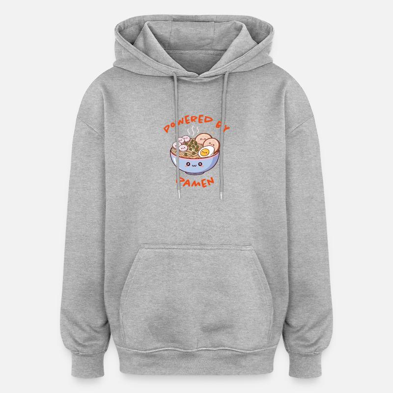 Kawaii propulsé par Ramen - Sweat à capuche oversize unisexe - gris chiné
