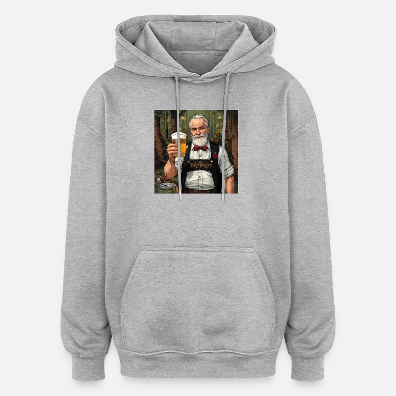 Bierjäger im Waldabend - Oversized Unisex Hoodie - Grau meliert
