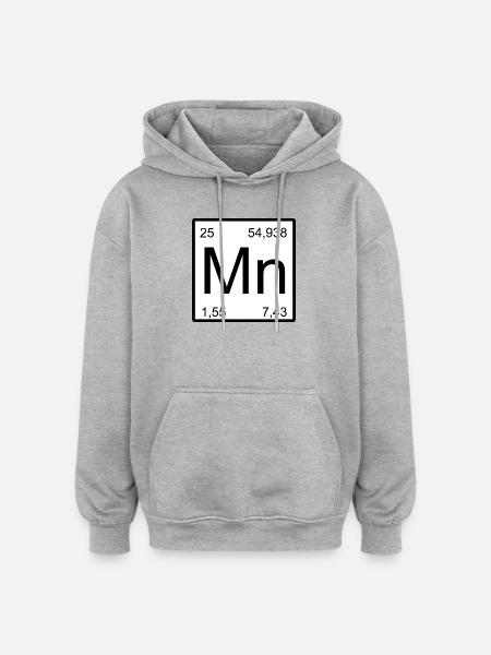 Mn Symbol Periodic Table Art Print - Oversized Unisex Hoodie - heather grey