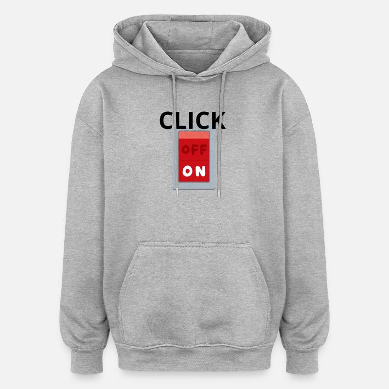 Interrupteur OFF ON Retro Rouge - Click - Sweat à capuche oversize unisexe - gris chiné
