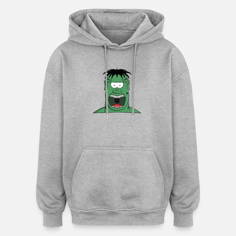 Créature monstrueuse hurlante - Sweat à capuche oversize unisexe - gris chiné