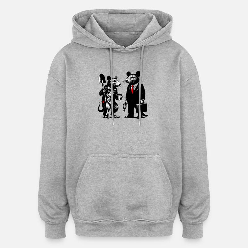 Worker Rat and Office Rat - Oversized Unisex Hoodie - heather grey