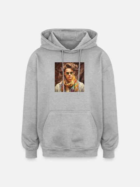 Bunter Schal Stilportrait - Oversized Unisex Hoodie - Grau meliert