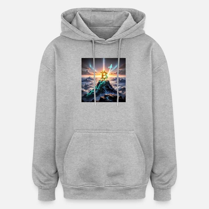 Bitcoin Summit Climb 3D - Oversized Unisex Hoodie - heather grey