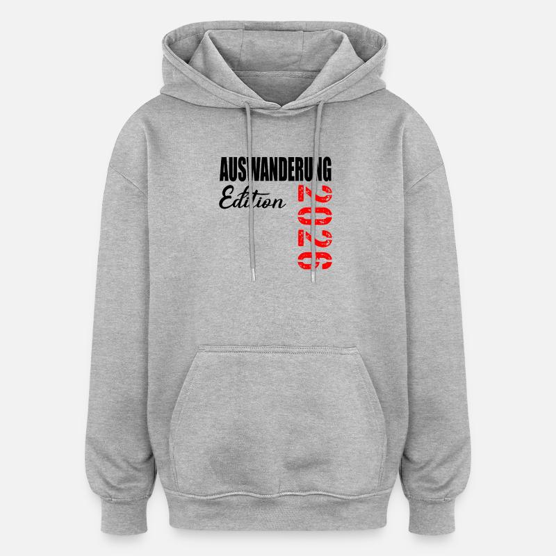 ÉMIGRATION 2026 ÉMIGRER - Sweat à capuche oversize unisexe - gris chiné