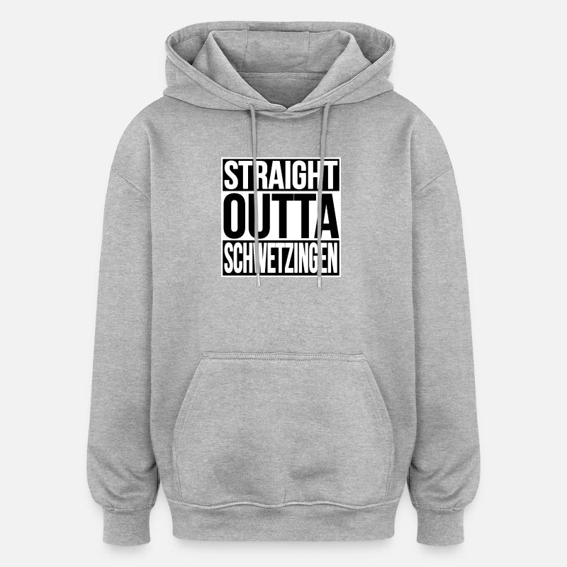 Straight Outta Schweitzingen - Sweat à capuche oversize unisexe - gris chiné