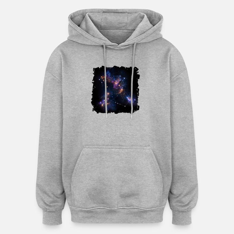 Constellation de la toile stellaire - Sweat à capuche oversize unisexe - gris chiné