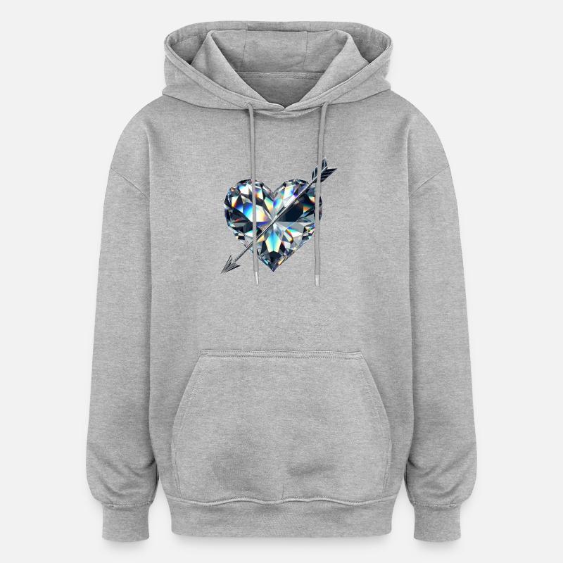 Coeur en diamant avec flèche - Sweat à capuche oversize unisexe - gris chiné