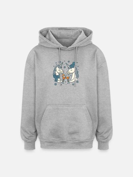Winterzauber Einhorn-Toast - Oversized Unisex Hoodie - Grau meliert