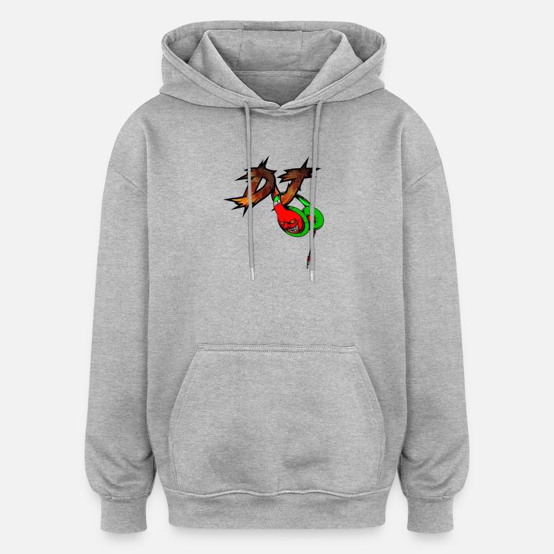 Neon Devil avec casque DJ - Sweat à capuche oversize unisexe - gris chiné