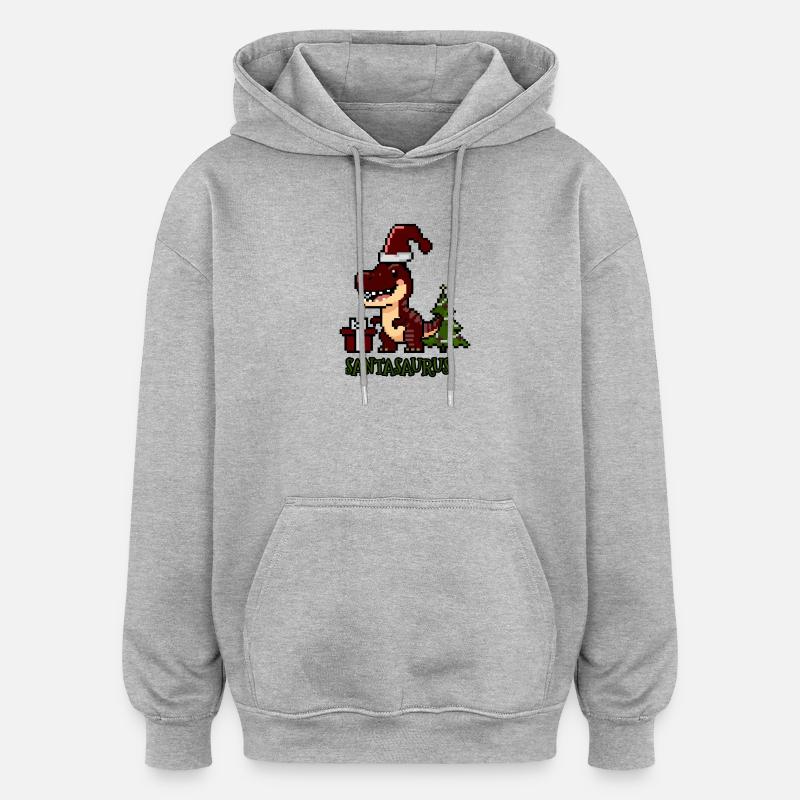 Santasaurus Dino de Noël - Sweat à capuche oversize unisexe - gris chiné