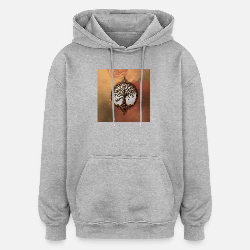 Arbre de vie circulaire - Sweat à capuche oversize unisexe - gris chiné
