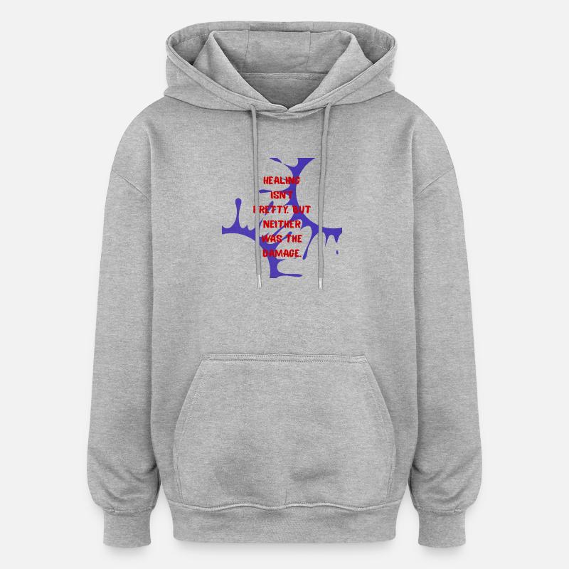Heilsames Design - Oversized Unisex Hoodie - Grau meliert