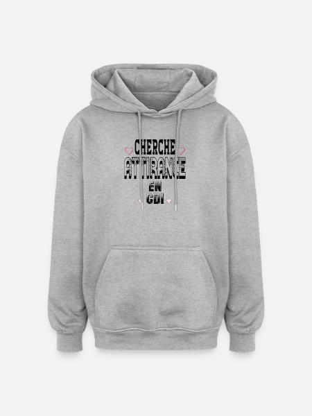 Cherche Attirance en CDI - Sweat à capuche oversize unisexe - gris chiné