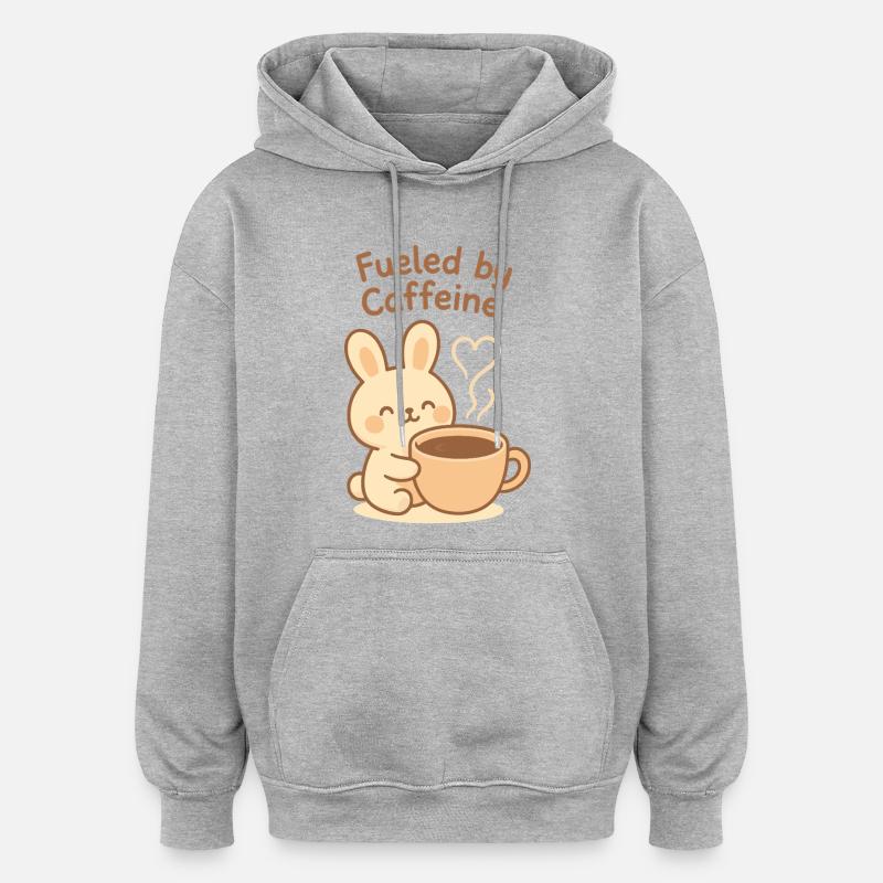 Alimenté par Caffeine Bunny - Sweat à capuche oversize unisexe - gris chiné