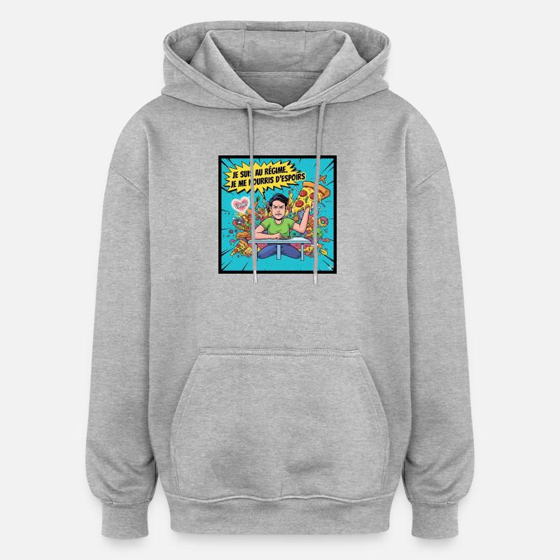 Régime et Espoirs Comics - Sweat à capuche oversize unisexe - gris chiné