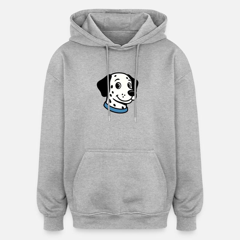 Dalmatien avec collier bleu - Sweat à capuche oversize unisexe - gris chiné