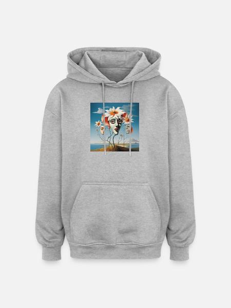 Masques de fleurs Dream - Sweat à capuche oversize unisexe - gris chiné