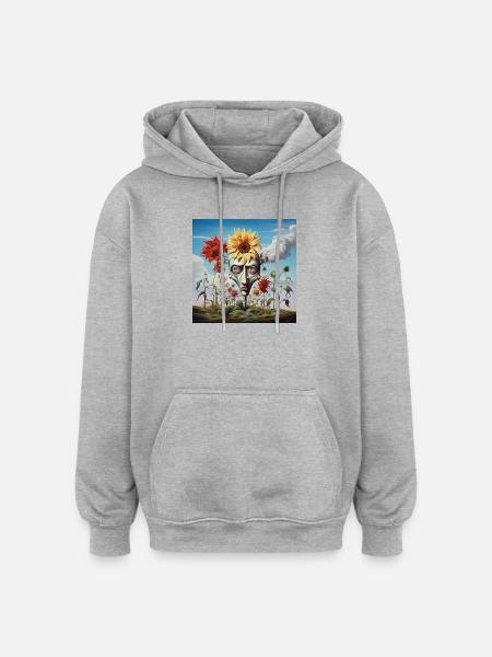 Surreal Sun Head Face - Oversized Unisex Hoodie - heather grey