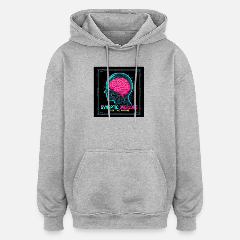 Synaptic Overload Neon Brain - Oversized Unisex Hoodie - heather grey