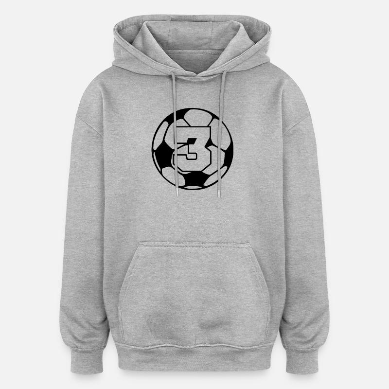 Numéro 3 football - 3e anniversaire  - Sweat à capuche oversize unisexe - gris chiné