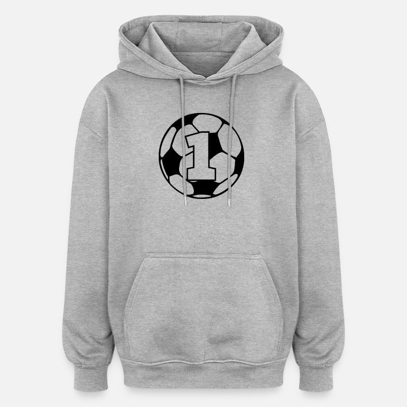Numéro 1 football - 1e anniversaire  - Sweat à capuche oversize unisexe - gris chiné