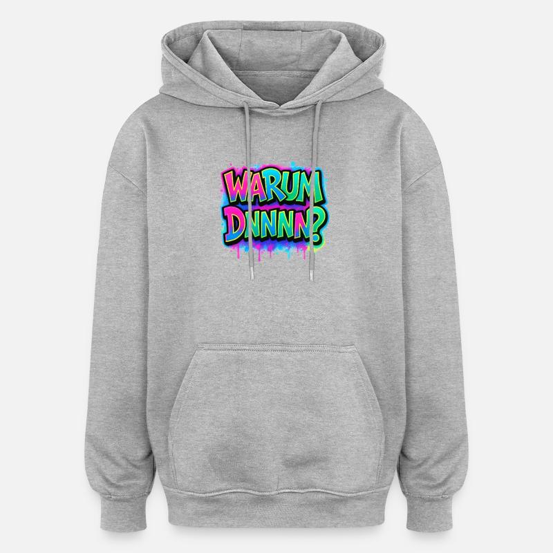 Why DNNN? Neon Graffiti - Oversized Unisex Hoodie - heather grey