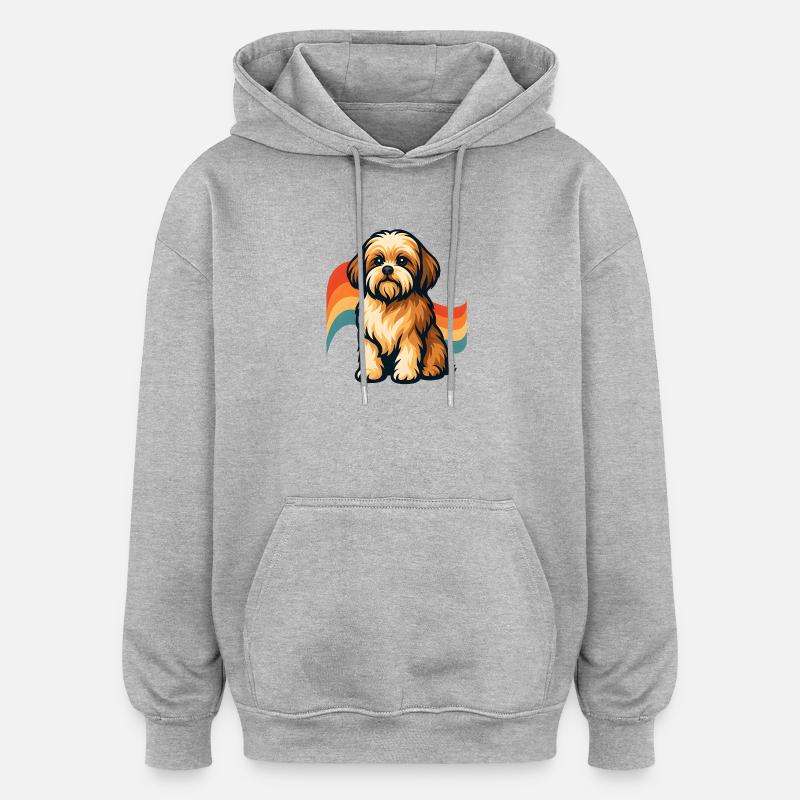 Shih Tzu Chien Rêve Arc-en-ciel - Sweat à capuche oversize unisexe - gris chiné