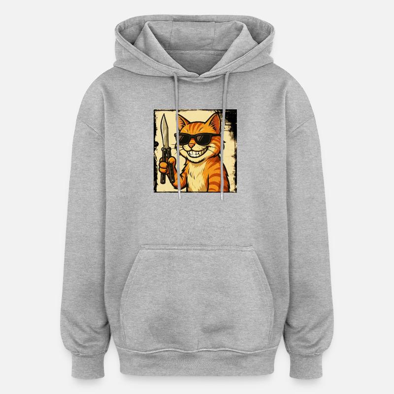 Balisong-Chat - Sweat à capuche oversize unisexe - gris chiné