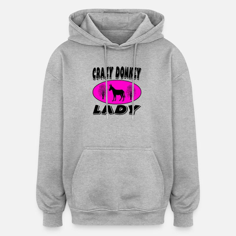 âne - Sweat à capuche oversize unisexe - gris chiné