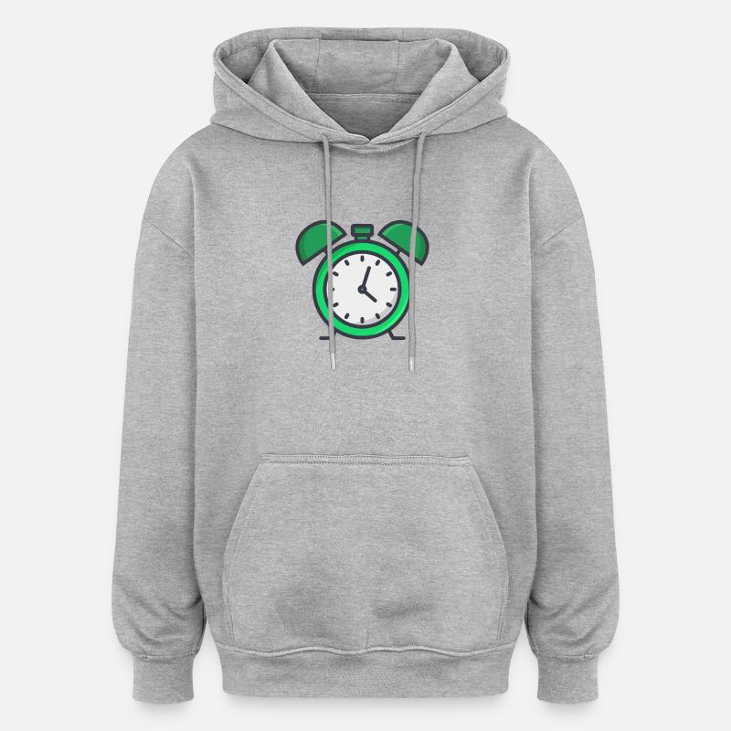 Wecker - Oversized Unisex Hoodie - Grau meliert