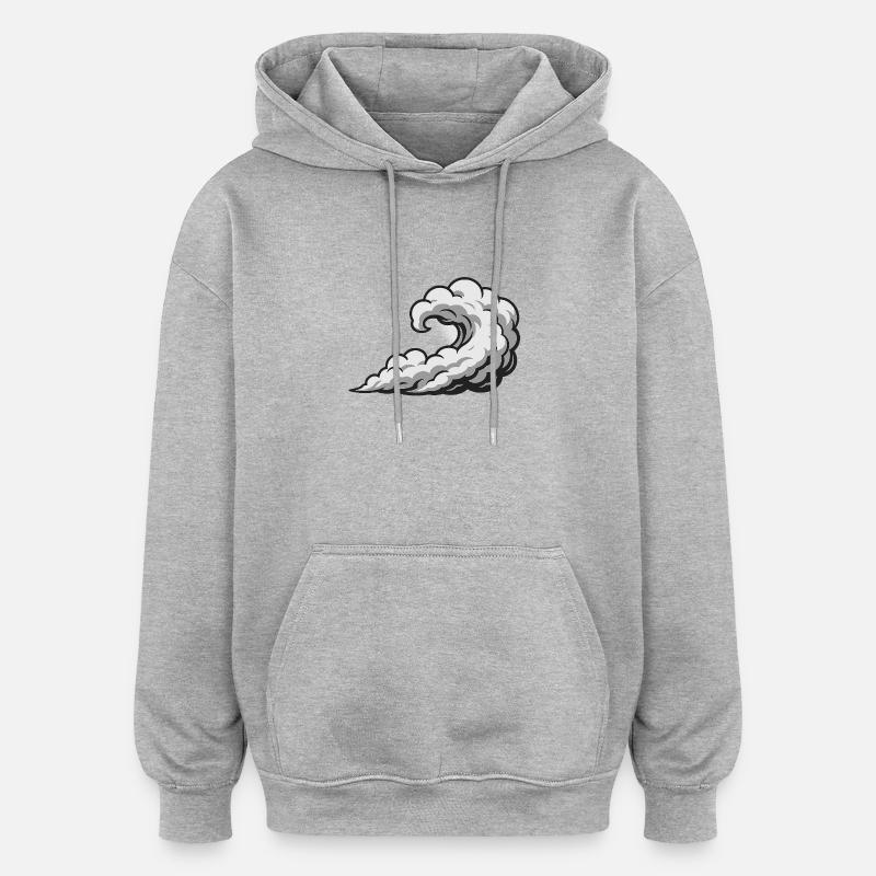 Tourbillon Nuage Cyclone Graphique - Sweat à capuche oversize unisexe - gris chiné