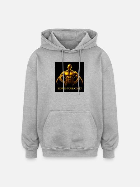 Gouden Kernheld Fitness Illustratie - Oversized uniseks hoodie - grijs gemêleerd