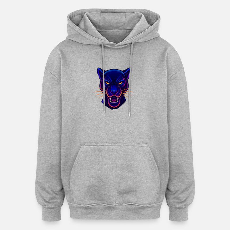Tête de panthère néon - Sweat à capuche oversize unisexe - gris chiné