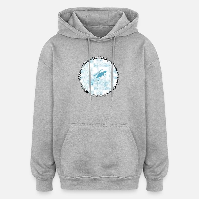 Gecko dans le cercle de glace - Sweat à capuche oversize unisexe - gris chiné