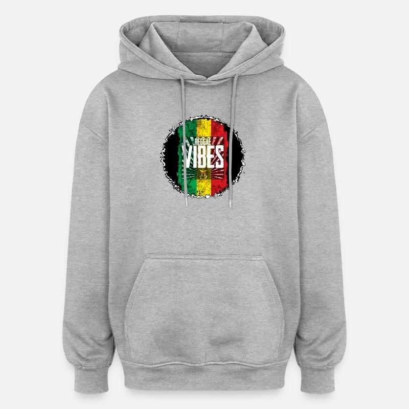 Drapeau Reggae Vibes - Sweat à capuche oversize unisexe - gris chiné