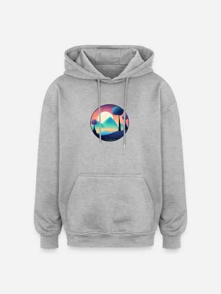 Serenity of the Pastel Mountains - Oversized Unisex Hoodie - heather grey