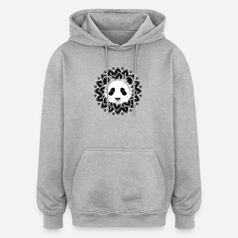Mandala Panda – Motif animalier harmonieux - Sweat à capuche oversize unisexe - gris chiné