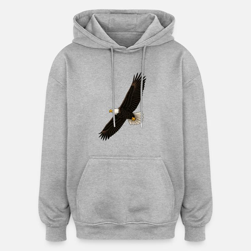 Eagle en vol Graphismes distincts - Sweat à capuche oversize unisexe - gris chiné