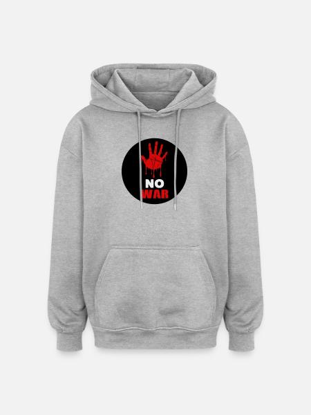 No War - Sweat à capuche oversize unisexe - gris chiné
